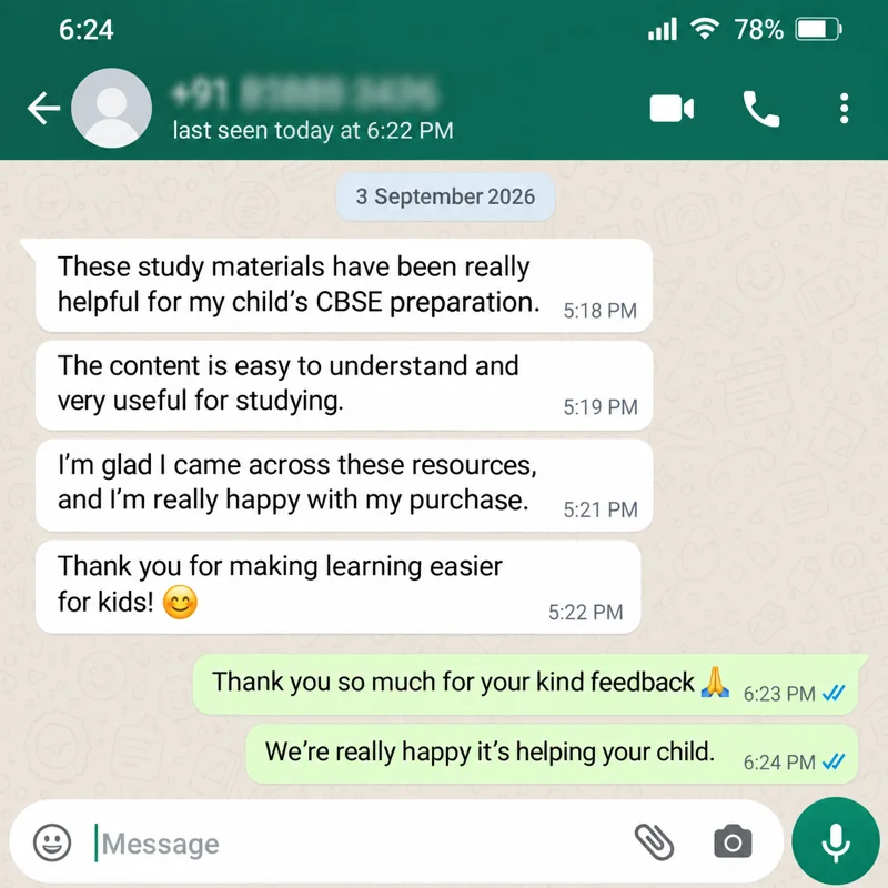 WhatsApp feedback from a CBSE parent